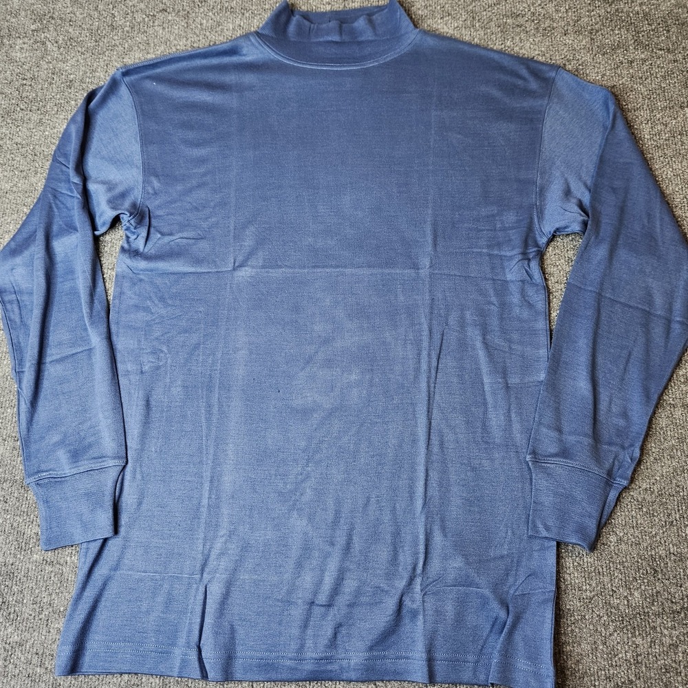Wintersilks Womens Longsleeve Base Layer Turtleneck Size Large 100% Silk Blue